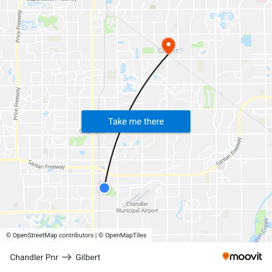 Chandler Pnr to Gilbert map