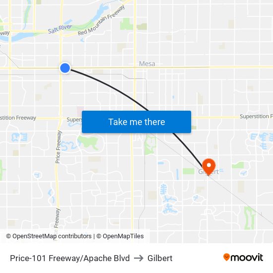 Price-101 Freeway/Apache Blvd to Gilbert map