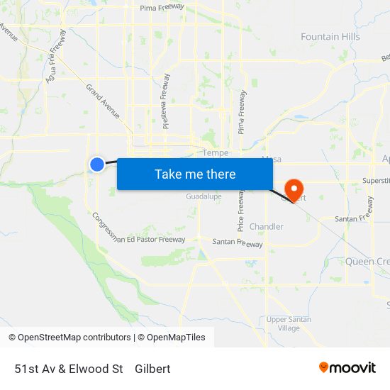 51st Av & Elwood St to Gilbert map