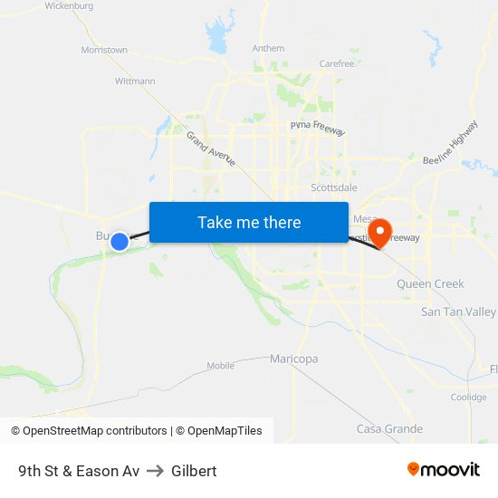 9th St & Eason Av to Gilbert map