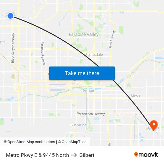 Metro Pkwy E & 9445 North to Gilbert map