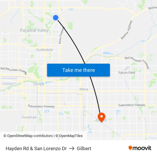 Hayden Rd & San Lorenzo Dr to Gilbert map