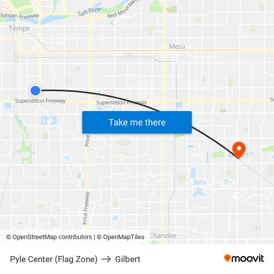 Pyle Center (Flag Zone) to Gilbert map