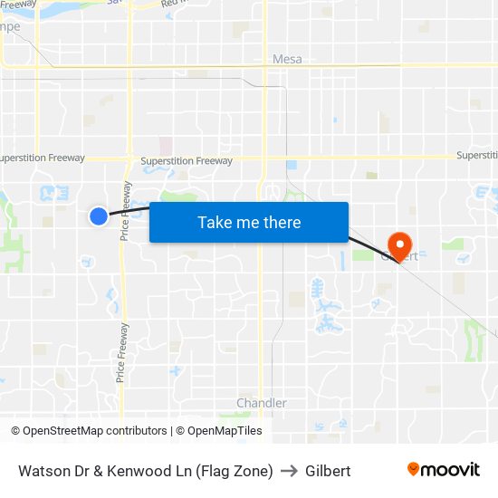 Watson Dr & Kenwood Ln (Flag Zone) to Gilbert map