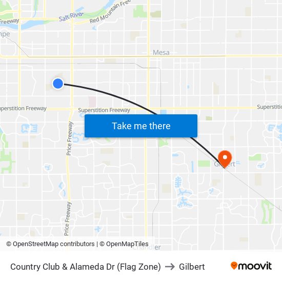 Country Club & Alameda Dr (Flag Zone) to Gilbert map