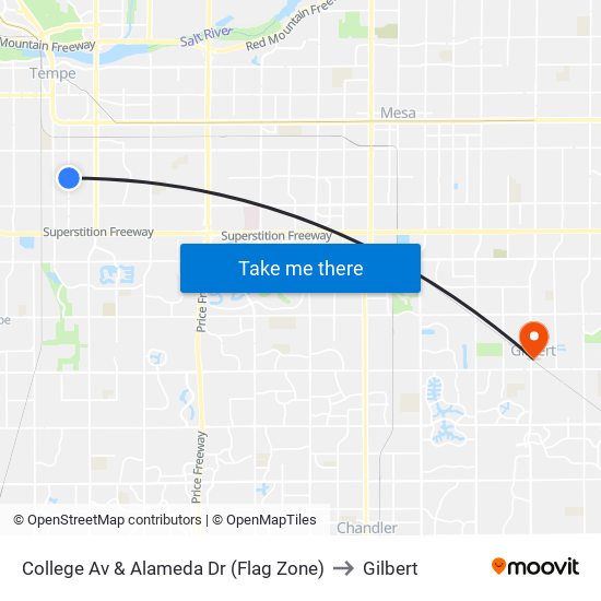 College Av & Alameda Dr (Flag Zone) to Gilbert map