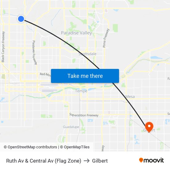 Ruth Av & Central Av (Flag Zone) to Gilbert map