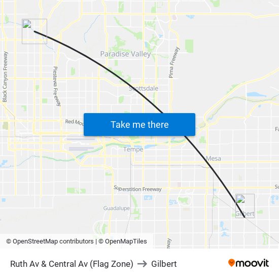 Ruth Av & Central Av (Flag Zone) to Gilbert map