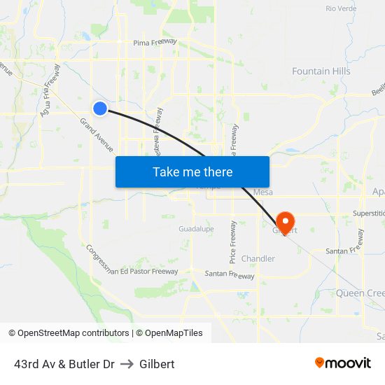 43rd Av & Butler Dr to Gilbert map