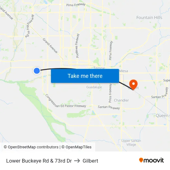 Lower Buckeye Rd & 73rd Dr to Gilbert map