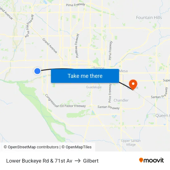 Lower Buckeye Rd & 71st Av to Gilbert map