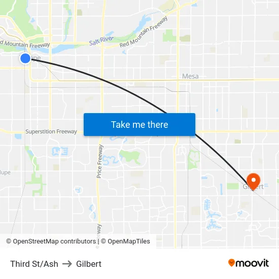 Third St/Ash to Gilbert map