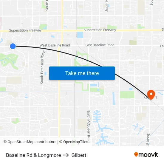 Baseline Rd & Longmore to Gilbert map