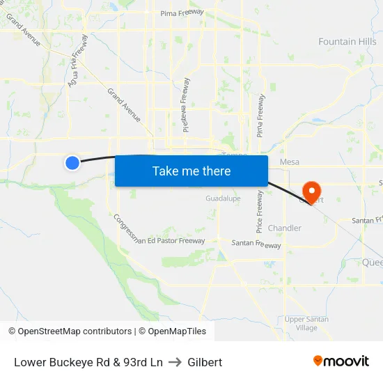 Lower Buckeye Rd & 93rd Ln to Gilbert map