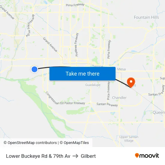 Lower Buckeye Rd & 79th Av to Gilbert map