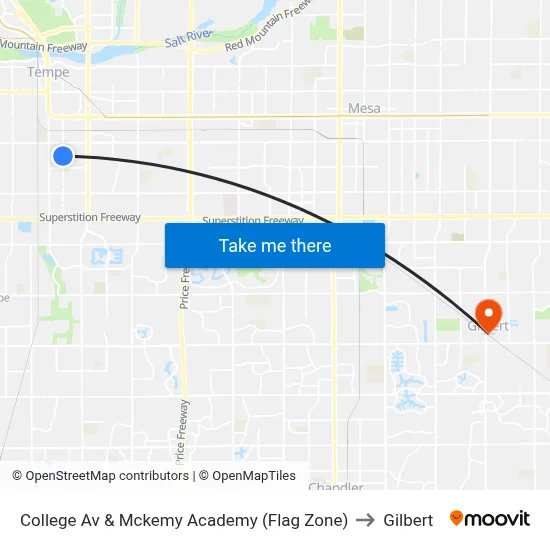 College Av & Mckemy Academy (Flag Zone) to Gilbert map