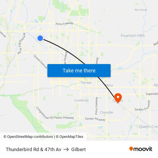 Thunderbird Rd & 47th Av to Gilbert map
