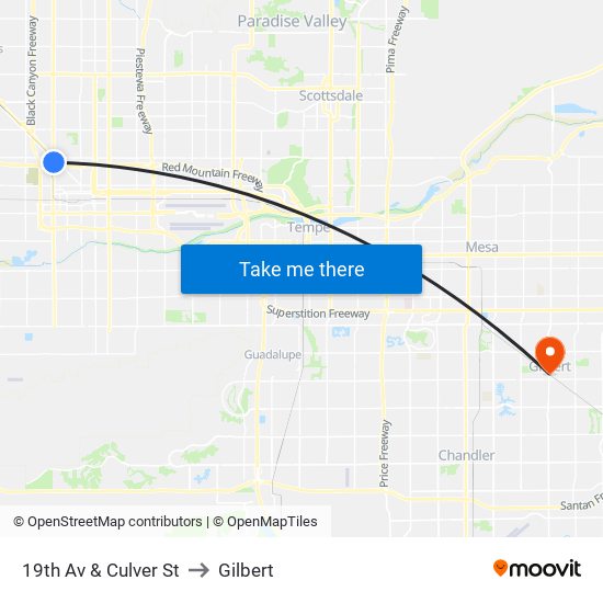 19th Av & Culver St to Gilbert map