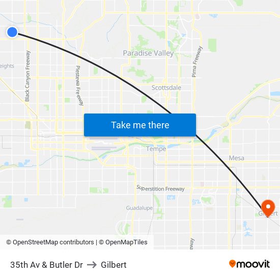 35th Av & Butler Dr to Gilbert map