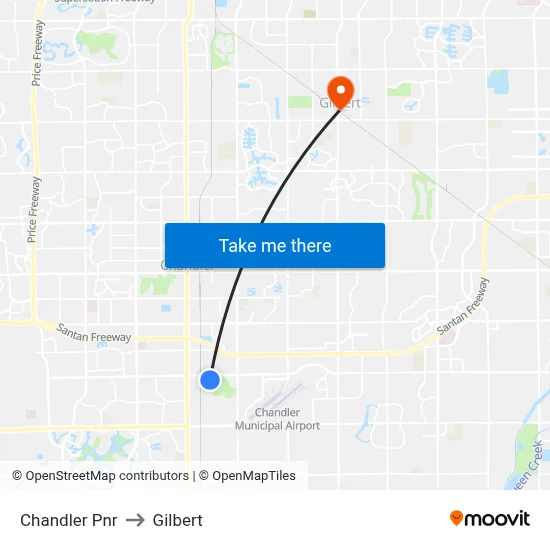 Chandler Pnr to Gilbert map