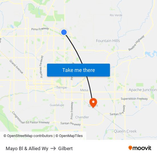 Mayo Bl & Allied Wy to Gilbert map