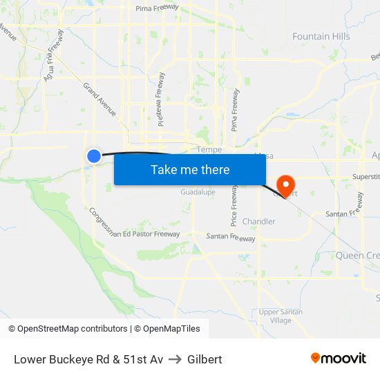 Lower Buckeye Rd & 51st Av to Gilbert map