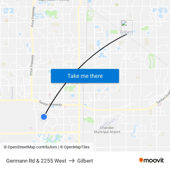 Germann Rd & 2255 West to Gilbert map