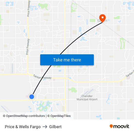 Price & Wells Fargo to Gilbert map
