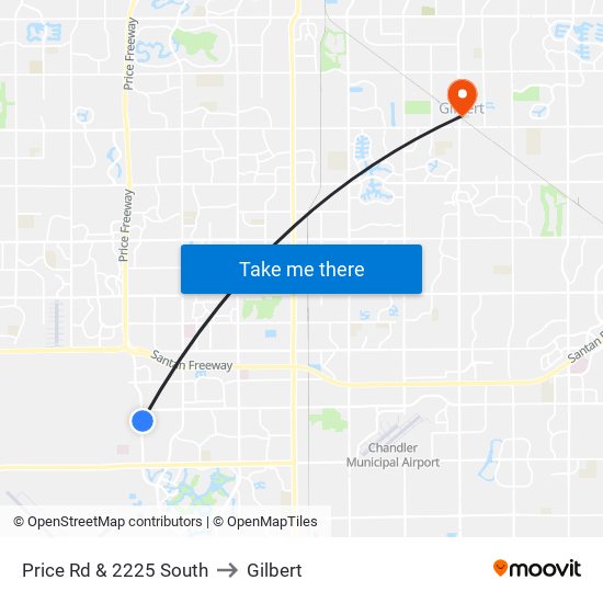 Price Rd & 2225 South to Gilbert map