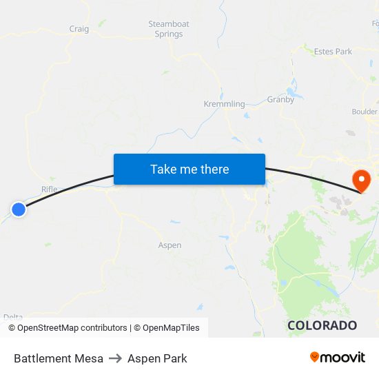 Battlement Mesa to Aspen Park map