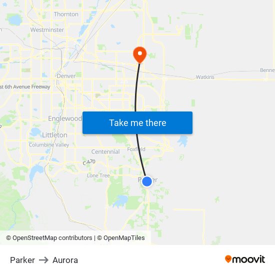 Parker to Aurora map