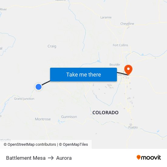 Battlement Mesa to Aurora map