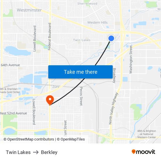 Twin Lakes to Berkley map