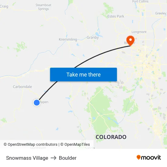 Snowmass Village to Boulder map