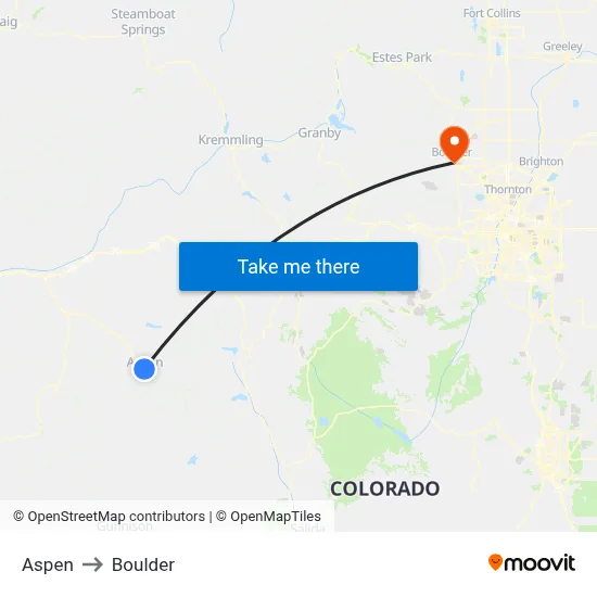 Aspen to Boulder map