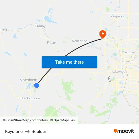 Keystone to Boulder map