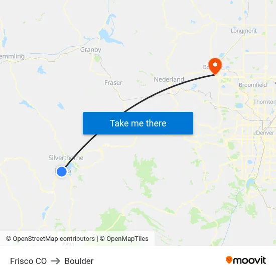 Frisco CO to Boulder map