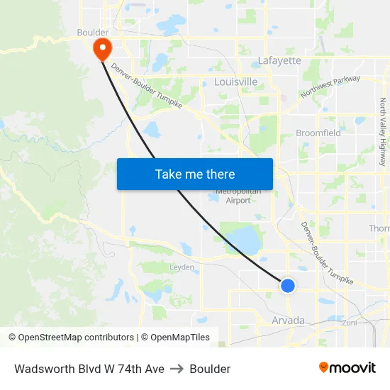 Wadsworth Blvd W 74th Ave to Boulder map