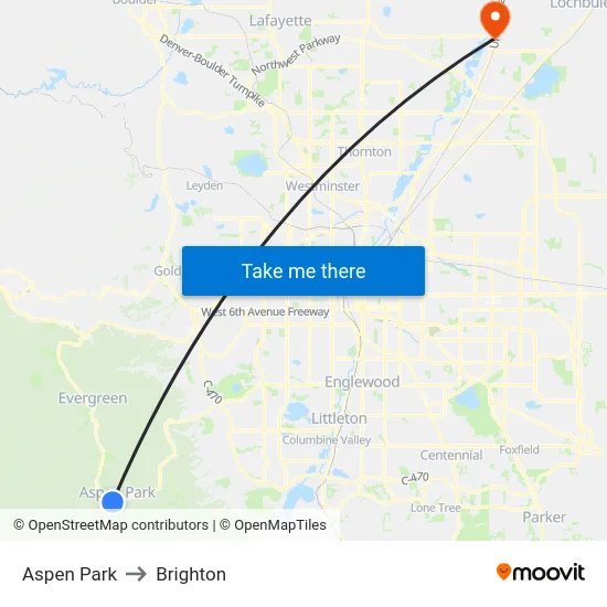 Aspen Park to Brighton map