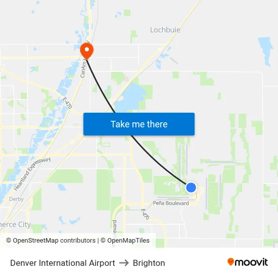 Denver International Airport to Brighton map