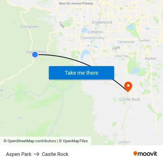 Aspen Park to Castle Rock map