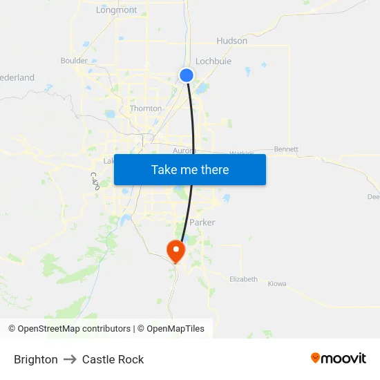Brighton to Castle Rock map
