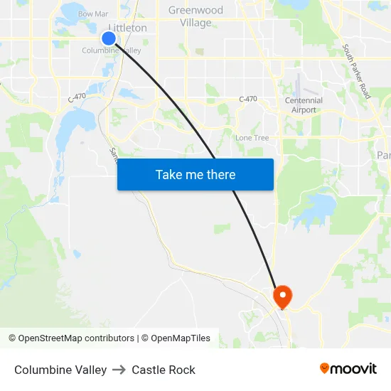 Columbine Valley to Castle Rock map