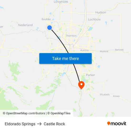 Eldorado Springs to Castle Rock map