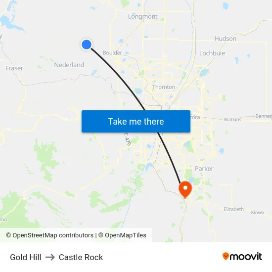 Gold Hill to Castle Rock map