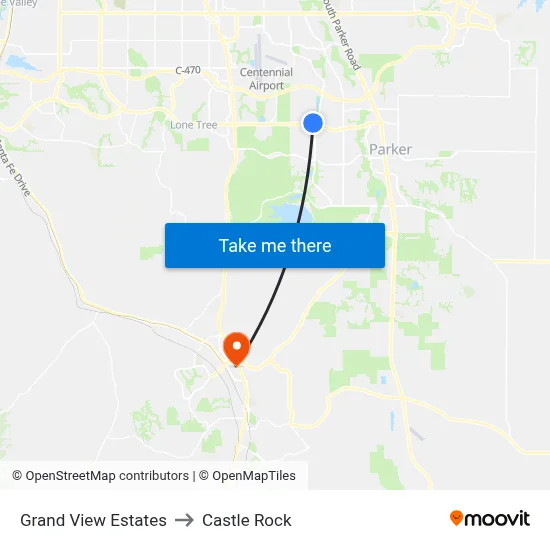 Grand View Estates to Castle Rock map