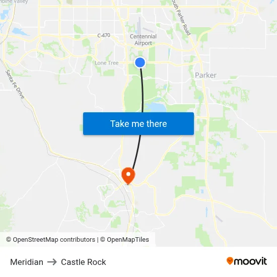 Meridian to Castle Rock map