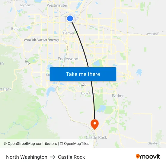 North Washington to Castle Rock map