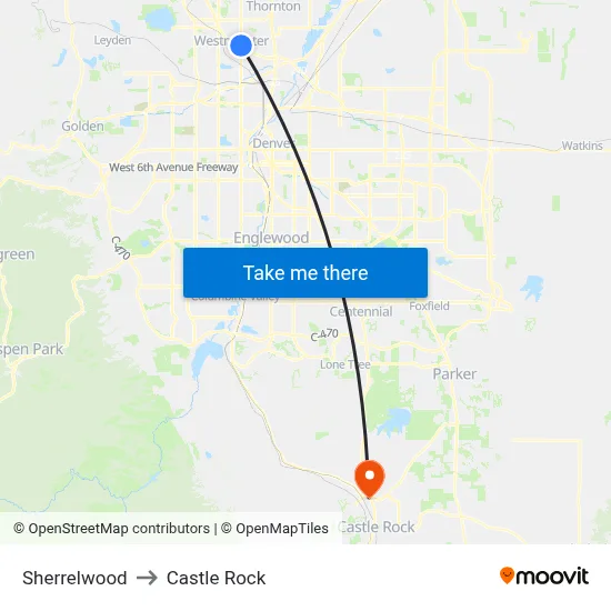 Sherrelwood to Castle Rock map
