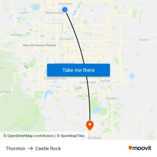 Thornton to Castle Rock map